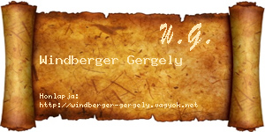 Windberger Gergely névjegykártya